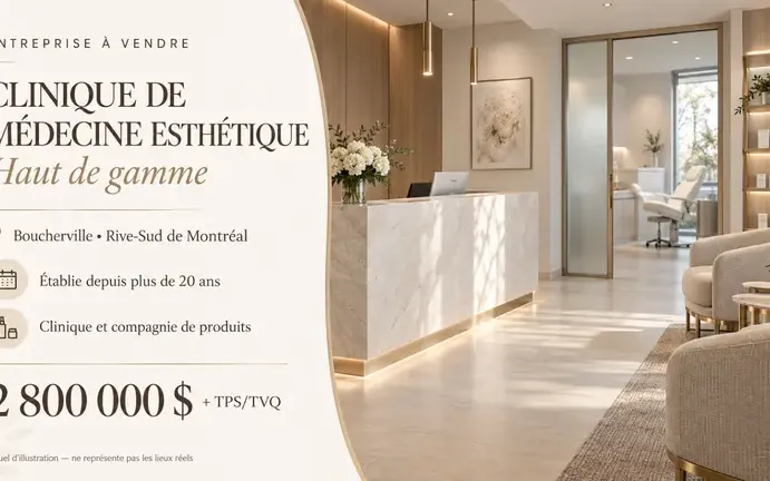 Superbe clinique de médecine esthétique haut de gamme (Rive-Sud de Montréal) À vendre !