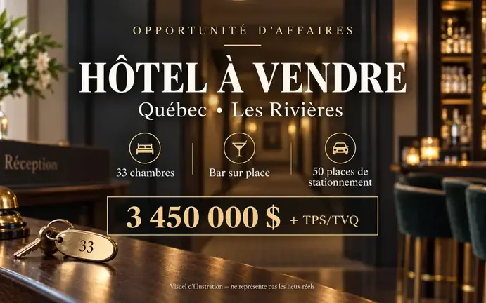 Hôtel 33 chambres à vendre à Québec !