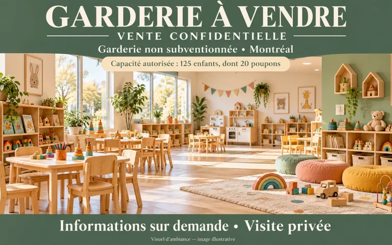 VENTE RAPIDE: Ensemble de deux garderies à vendre à Ville Saint-Laurent !  (125 places sur l'ensemble des permis avec pouponnières)