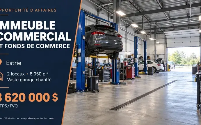Garage à vendre en Estrie avec immeuble !