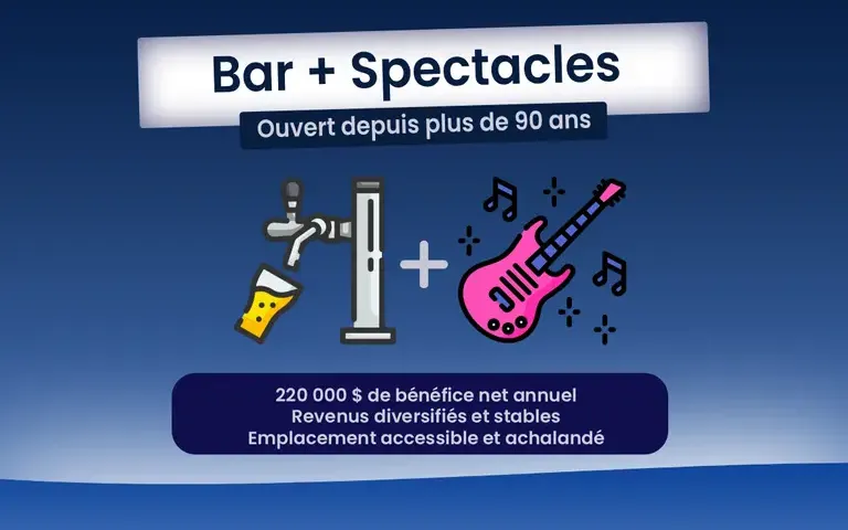 EC82652 - Bar et Salle de spectacles emblématique | Revenus diversifiés | 220K$ Bénéfice net