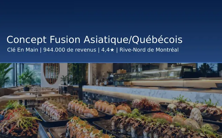 EC53523 - Concept Fusion Asiatique/Québécois Clé En Main | 944.000 de revenus | 4,4★ | Blainville