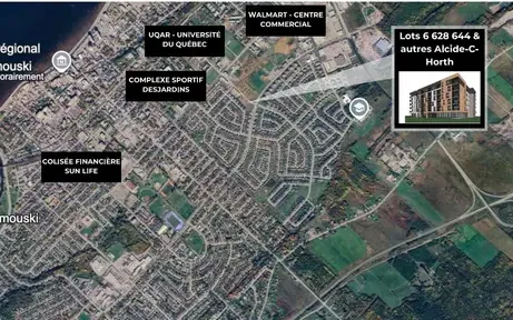 Projet résidentiel neuf à phases multiples à Rimouski de 253 logements et 8000 pc commercial